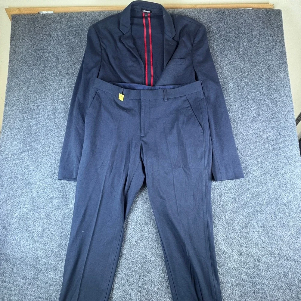 Express Performance Extra Slim Navy Blue Suit Set 38R/32x32 Two Button Stretch
